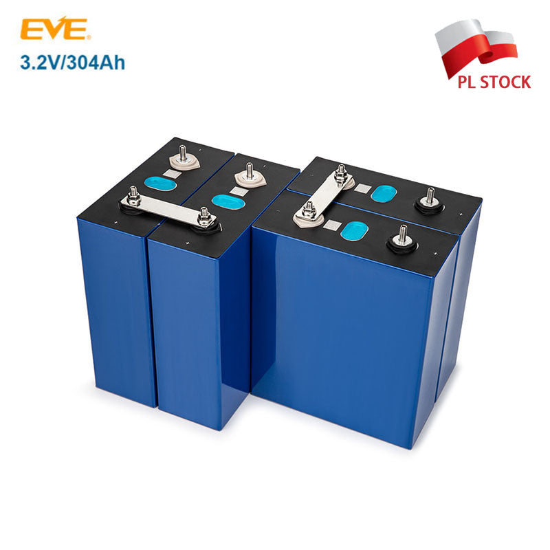 EU STOCK LiFePo4 EVE 3.2V 304Ah Cells Grade A Rechargeable Battery for DIY 12V 24V 48V 72V Pack