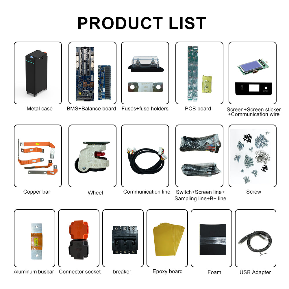 EU Stock & Free Shipping & Tax Free New Seplos V4 -48V 280Ah-320Ah LiFePO4 Battery Pack Kit Built In BMS With Active Balancer