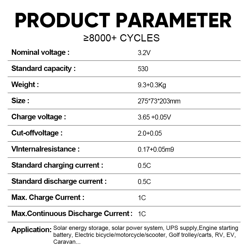 CATL 3.2V 530AH Battery Long Cycle Life High Energy Density