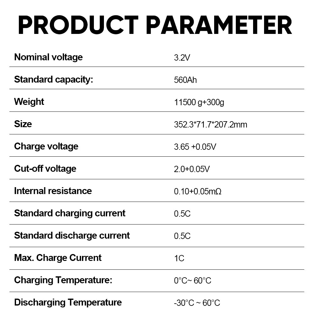 New EVE 560Ah MB56 3.2V 3.65V Prismatic Cell LifePO4 Battery Cells 12000cycle For 12V 48V Battery Pack Solar Home