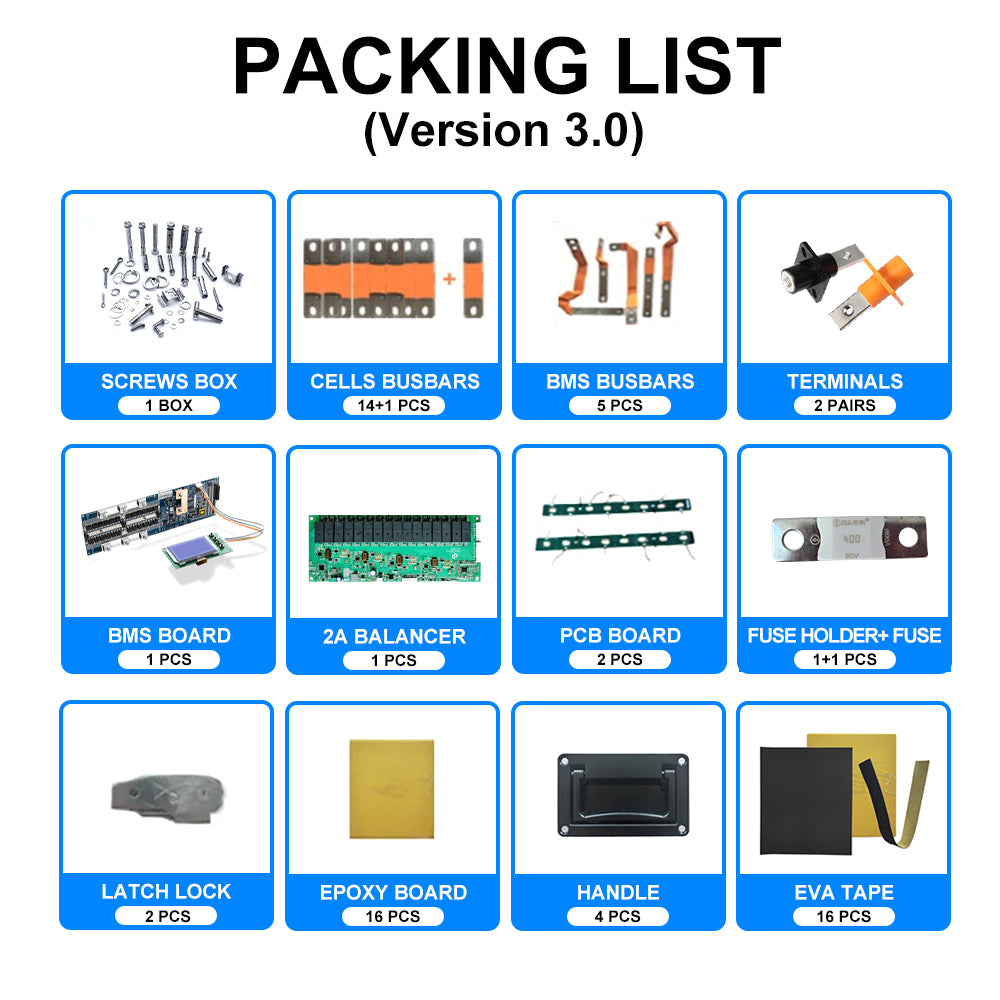 EU Stock & Free Shipping & Tax Free Seplos 3.0 DIY 48V LiFePO4 Battery Pack Kit Stack Model with Built-in BMS with Active Balancer