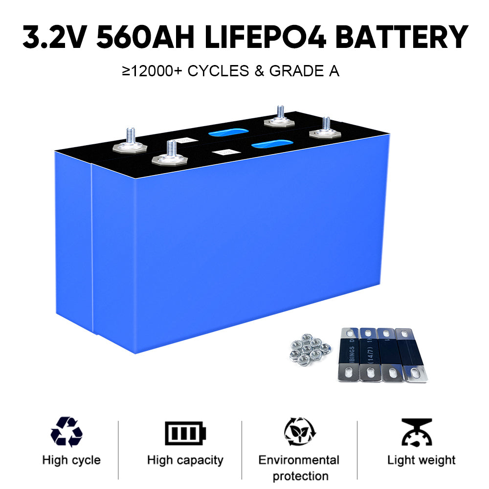 New EVE 560Ah MB56 3.2V 3.65V Prismatic Cell LifePO4 Battery Cells 12000cycle For 12V 48V Battery Pack Solar Home