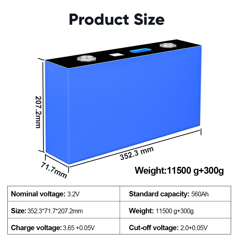 New EVE 560Ah MB56 3.2V 3.65V Prismatic Cell LifePO4 Battery Cells 12000cycle For 12V 48V Battery Pack Solar Home