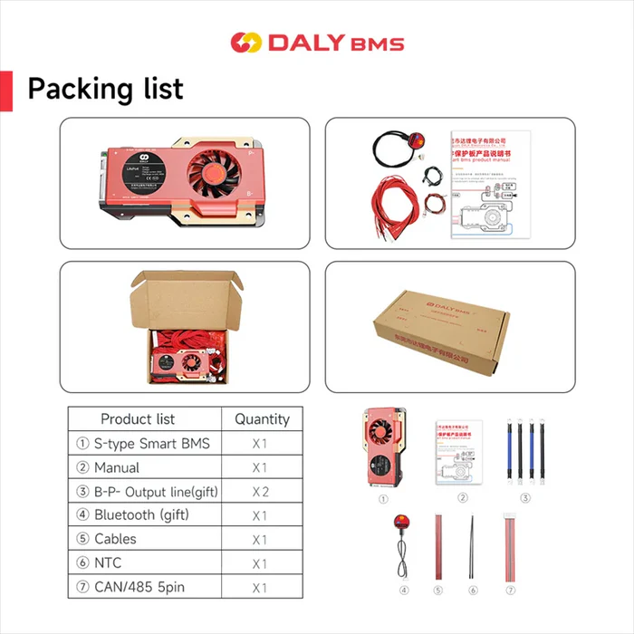 DALY 250A 300A 400A 500A Smart BMS WITH NTC 3S to 24S S Series