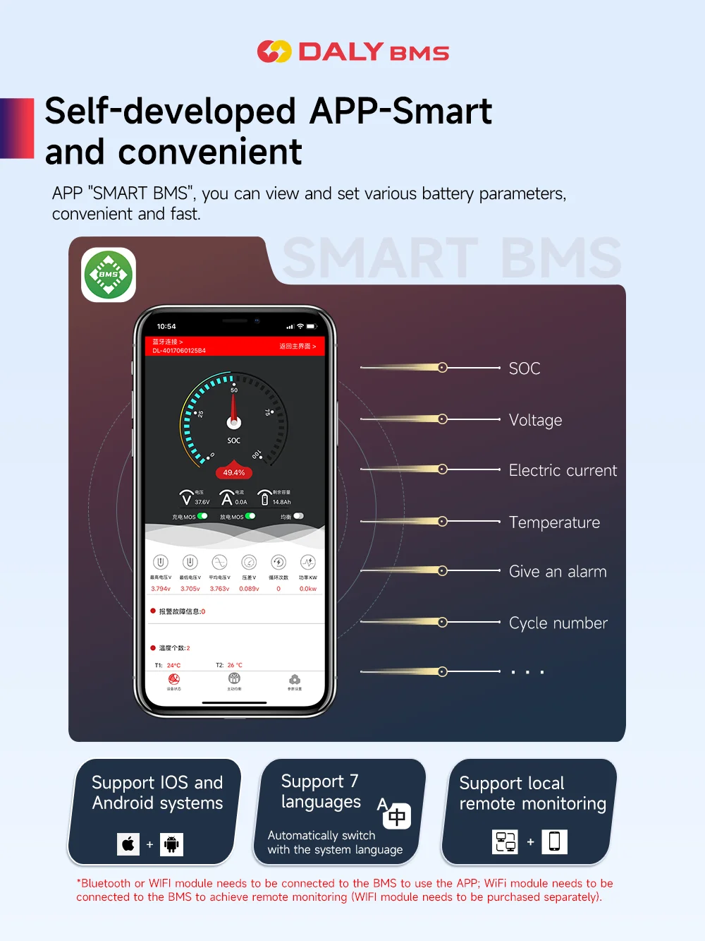 DALY 40A 60A 100A Smart BMS WITH NTC 3S to 24S K Series